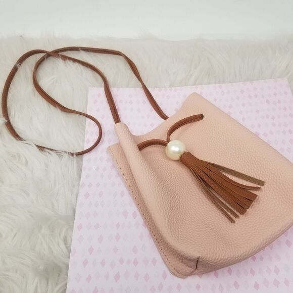 Faux Leather Drawstring Bag with Bead Tassel. - Picture 2 of 8